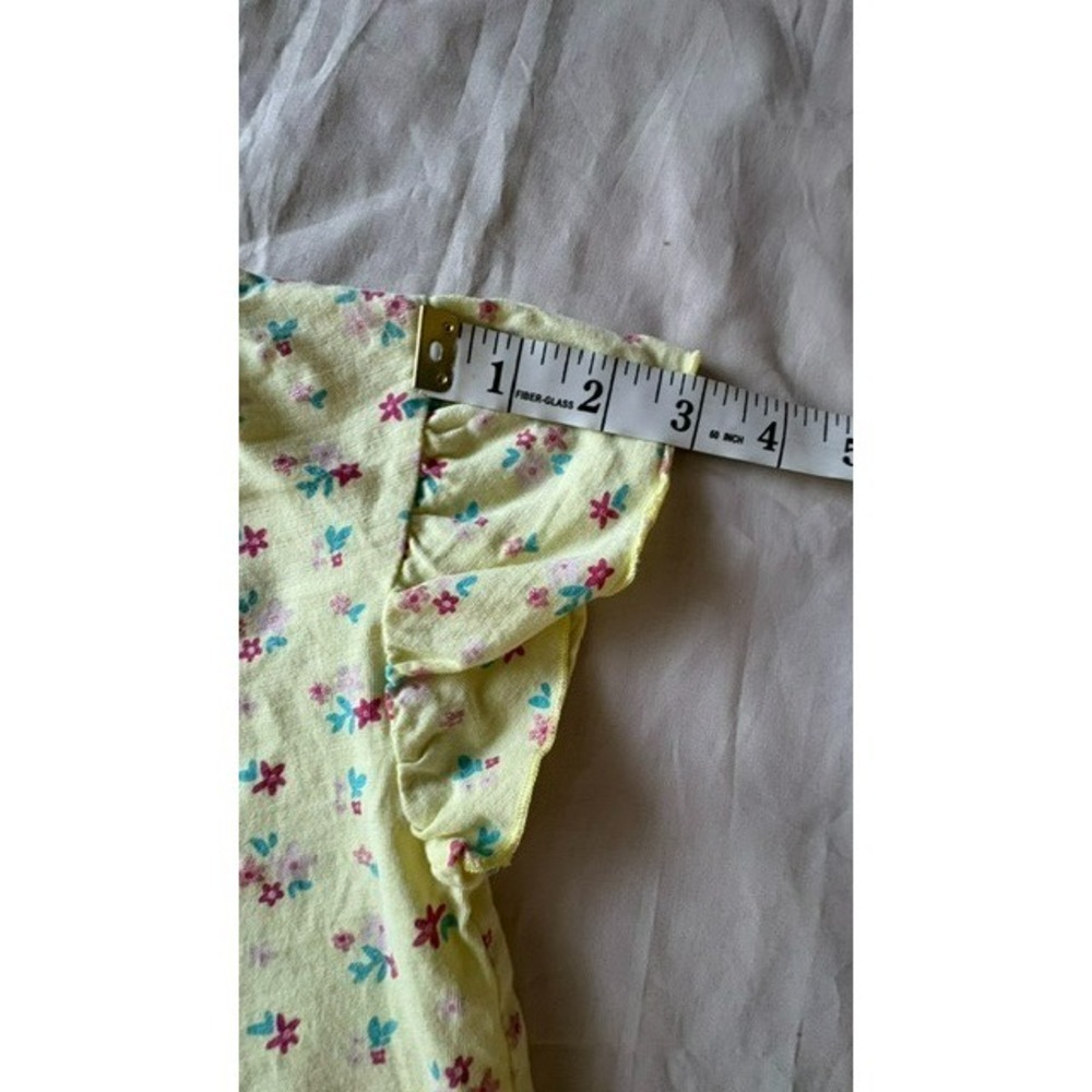 Sfera Girls Youth Size 7-8 Yellow Floral Glitter Print Ruffle Sleeve T-shirt Top - Picture 7 of 11